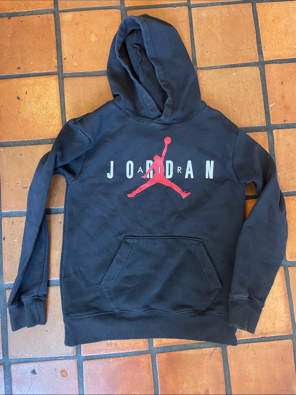 Jordan Black Hooded Sweatshirt with Red Jumpman size M